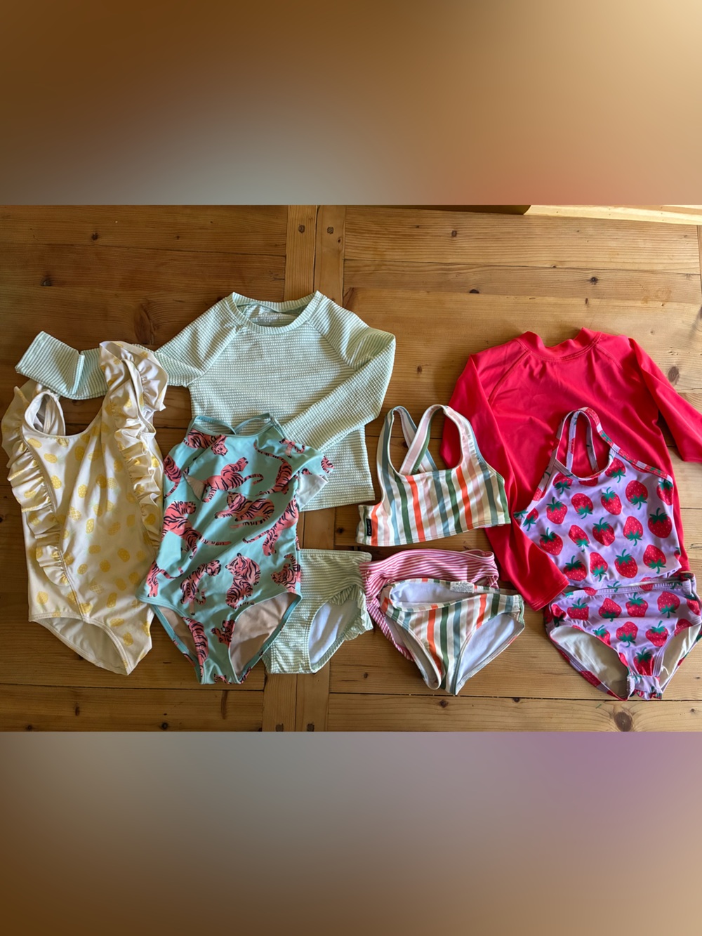 Lot of 10 girls swim separates, mix and match, size 5/6
